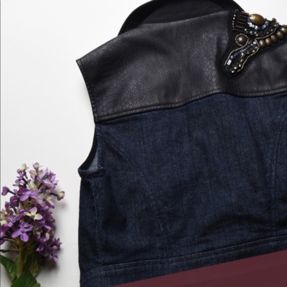Princess Vera wang dark denim biker vest - Picture 2 of 2